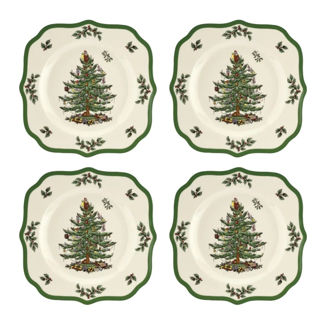 Spode Christmas Tree Scalloped Salad Plates Set of 4 | Bed Bath & Beyond