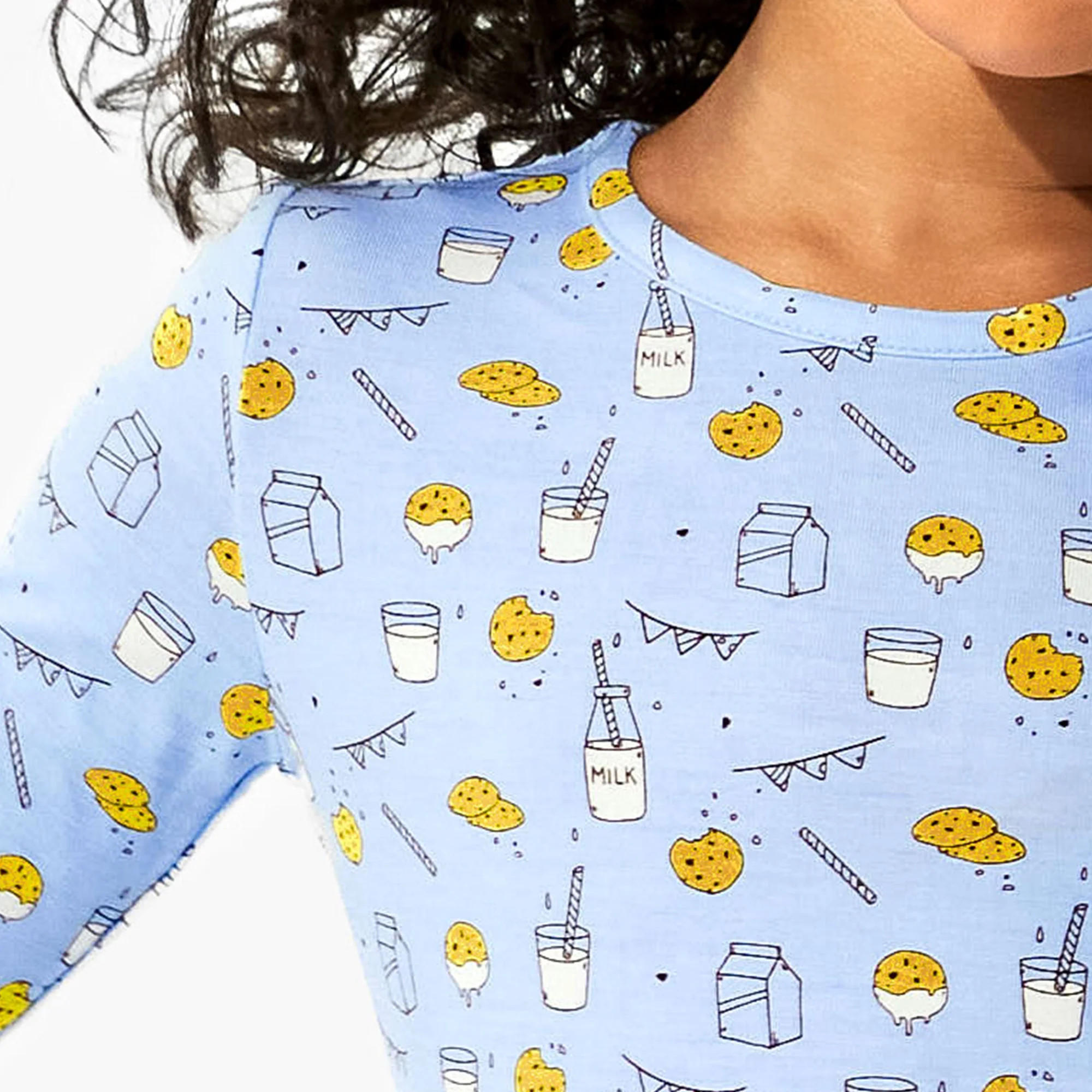 Milk & Cookies Blue Bamboo Kids Pajamas | Bellabu Bear