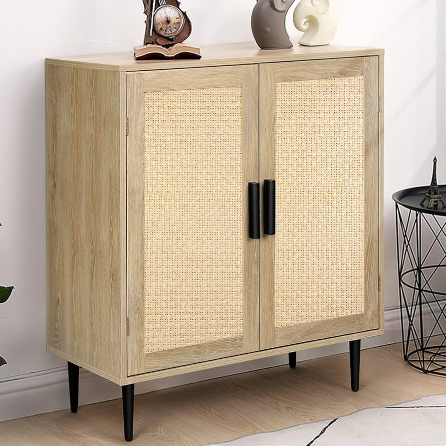 TUSY Rattan Sideboard Buffet Cabinet, Kitchen Storage Cabinet with Natural Rattan Doors, Boho Acc... | Amazon (US)