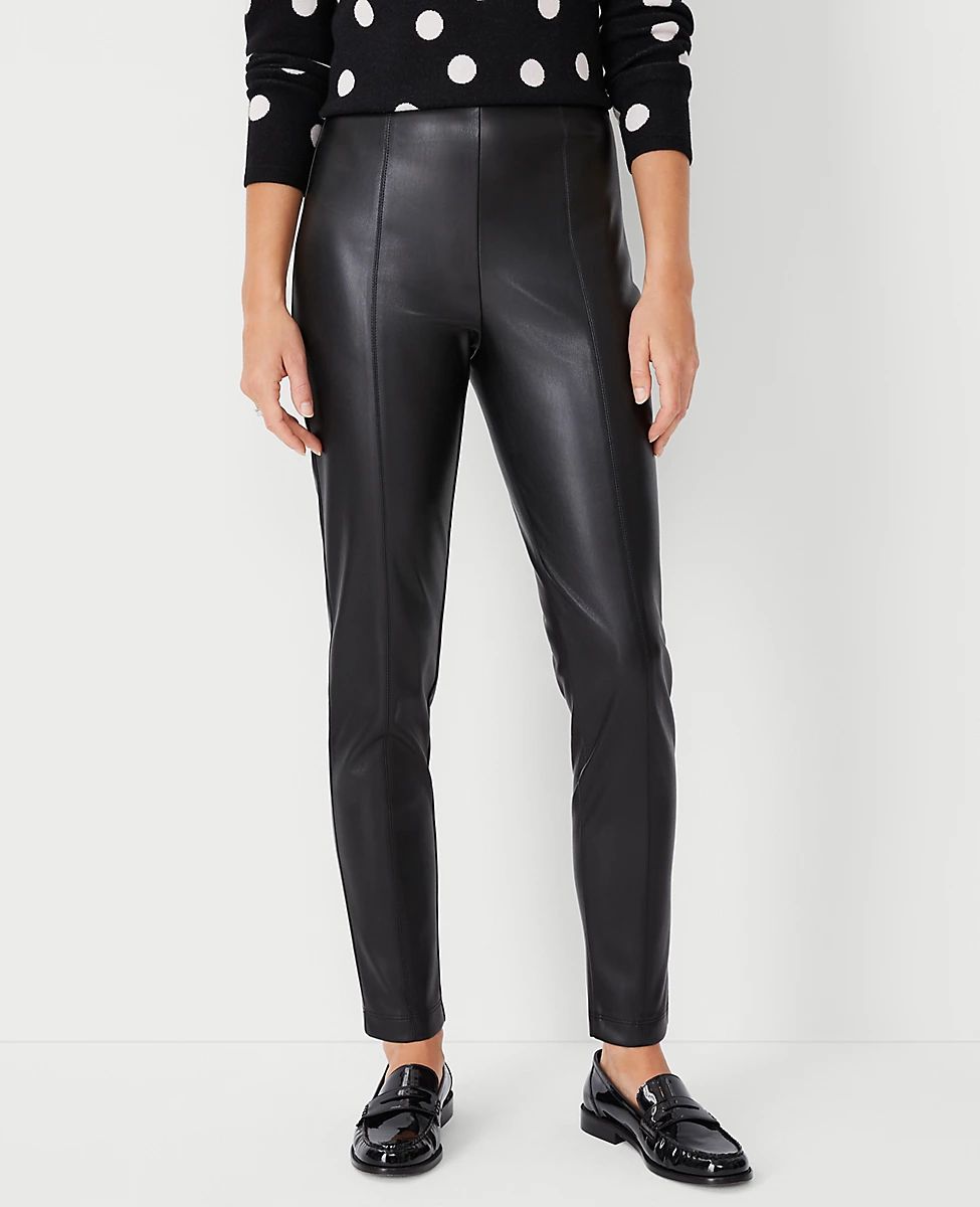 The Seamed Side Zip Legging in Faux Leather | Ann Taylor (US)