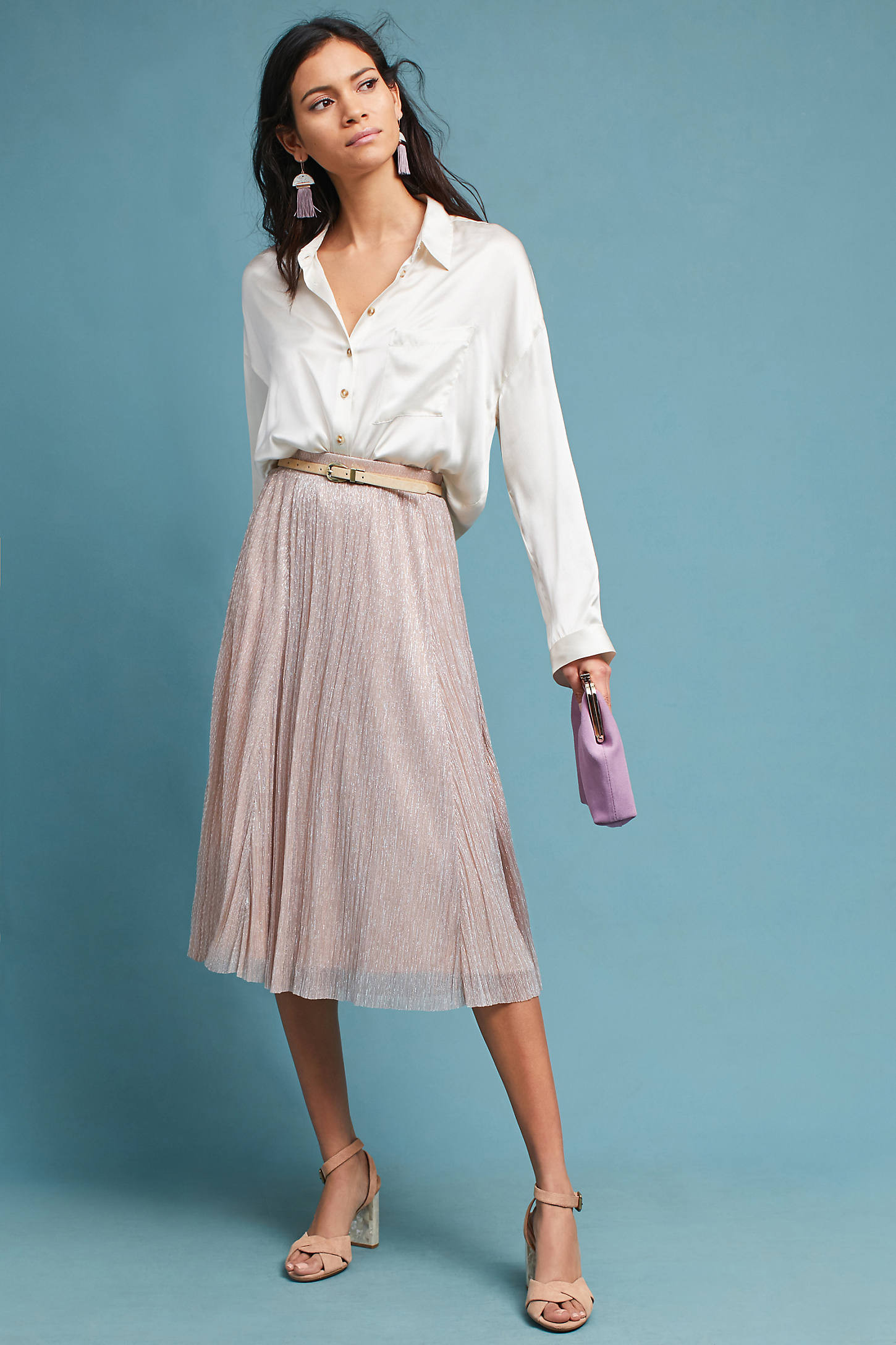 Metallic Midi Skirt | Anthropologie (US)