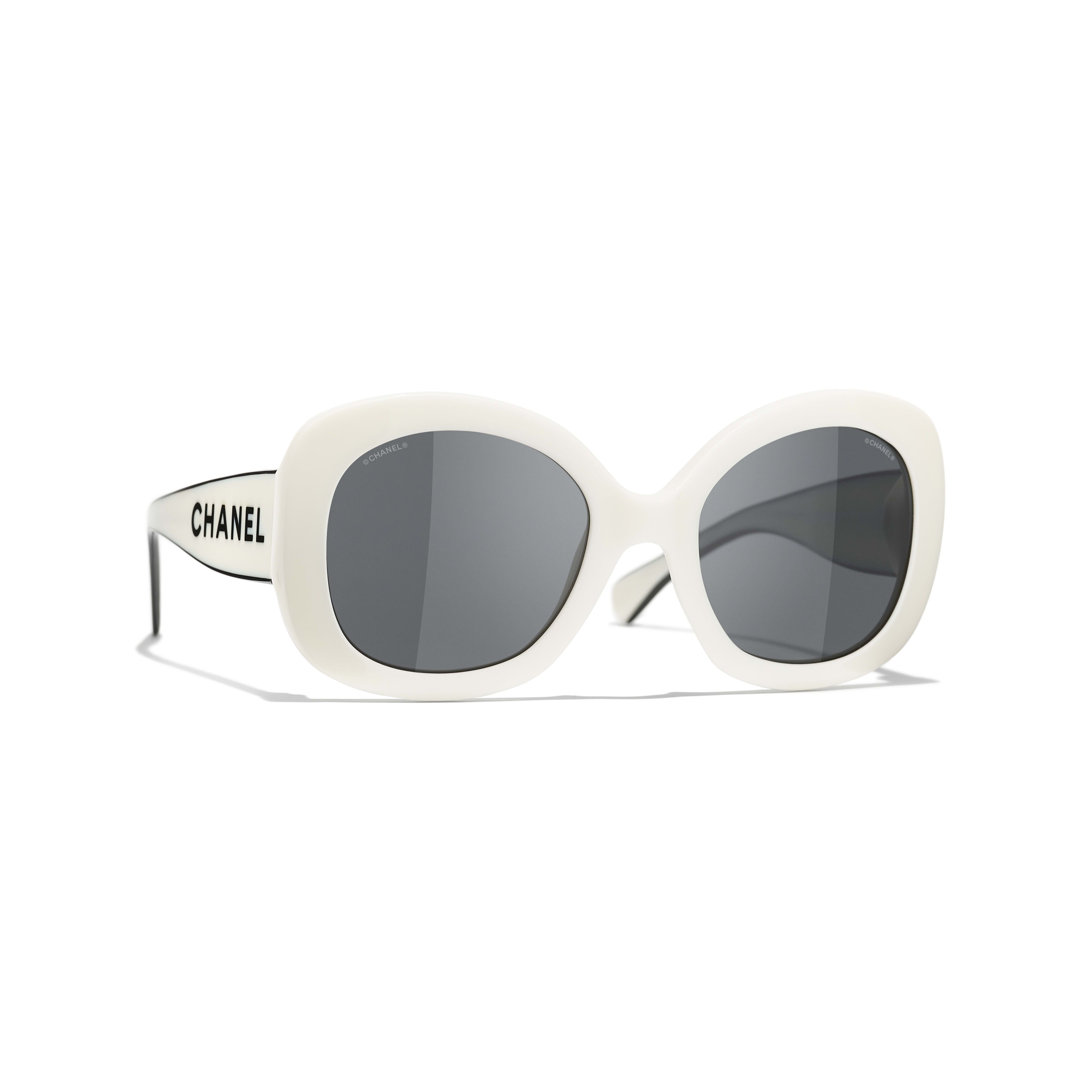 Square Sunglasses Black & White Sunglasses | CHANEL | Chanel, Inc. (US)