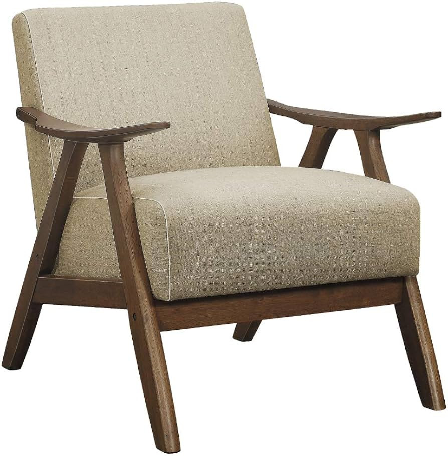 Lexicon Mid Century Modern Accent Chair with Solid Wood Frame in Walnut Finish, Upholstered Livin... | Amazon (US)