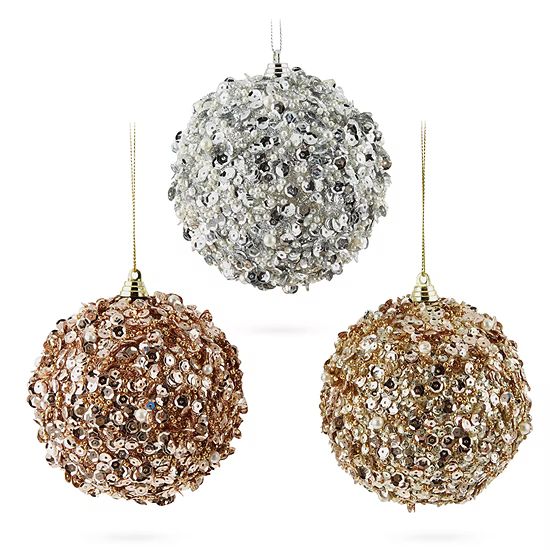 new!North Pole Trading Co. Sequin Ball 3-pc. Christmas Ornament | JCPenney