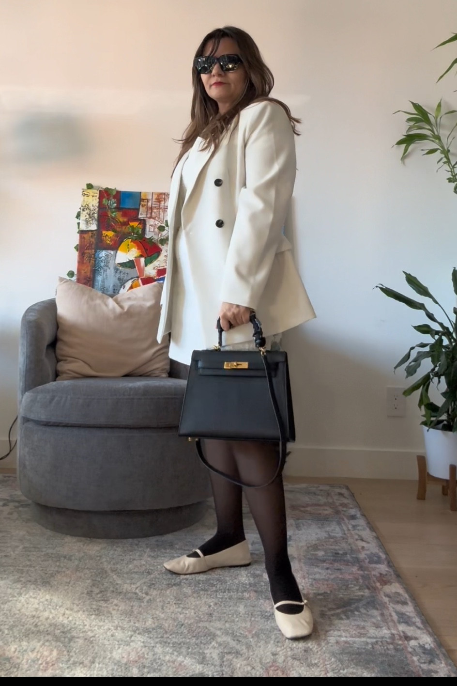 White dress, white tweed blazer, white flats

#LTKstyletip #LTKSpringSale #LTKitbag