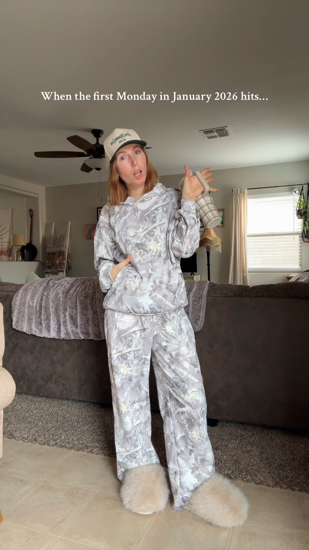 •white maple leaf camo matching set: sized up to a medium, but honestly could’ve done a size small
•slippers: normally wear a 7.5 ordered 7.5–8.5
•green beige slow mornings trucker hat: Amazon
•Plaid tumbler cup: Hydrojug
•Gold hoops: comes in a set of 4, hypoallergenic

#LTKmomlife #LTKPetite #LTKootd