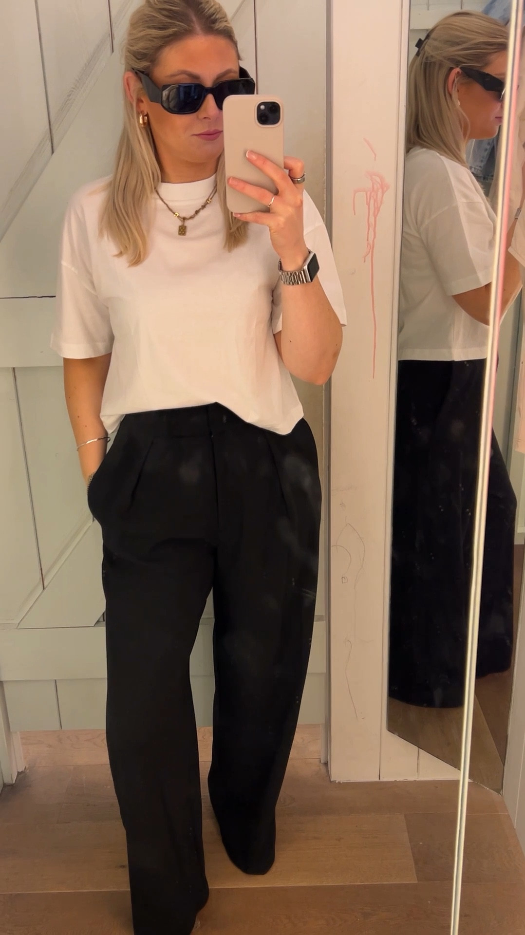 Spring workwear, boxy T-shirt look, T-shirt outfit, wide leg trousers, black wide leg trousers, cream wide leg trousers, white top, pink top, smart casual outfit 

#LTKSeasonal #LTKfindsunder50 #LTKstyletip