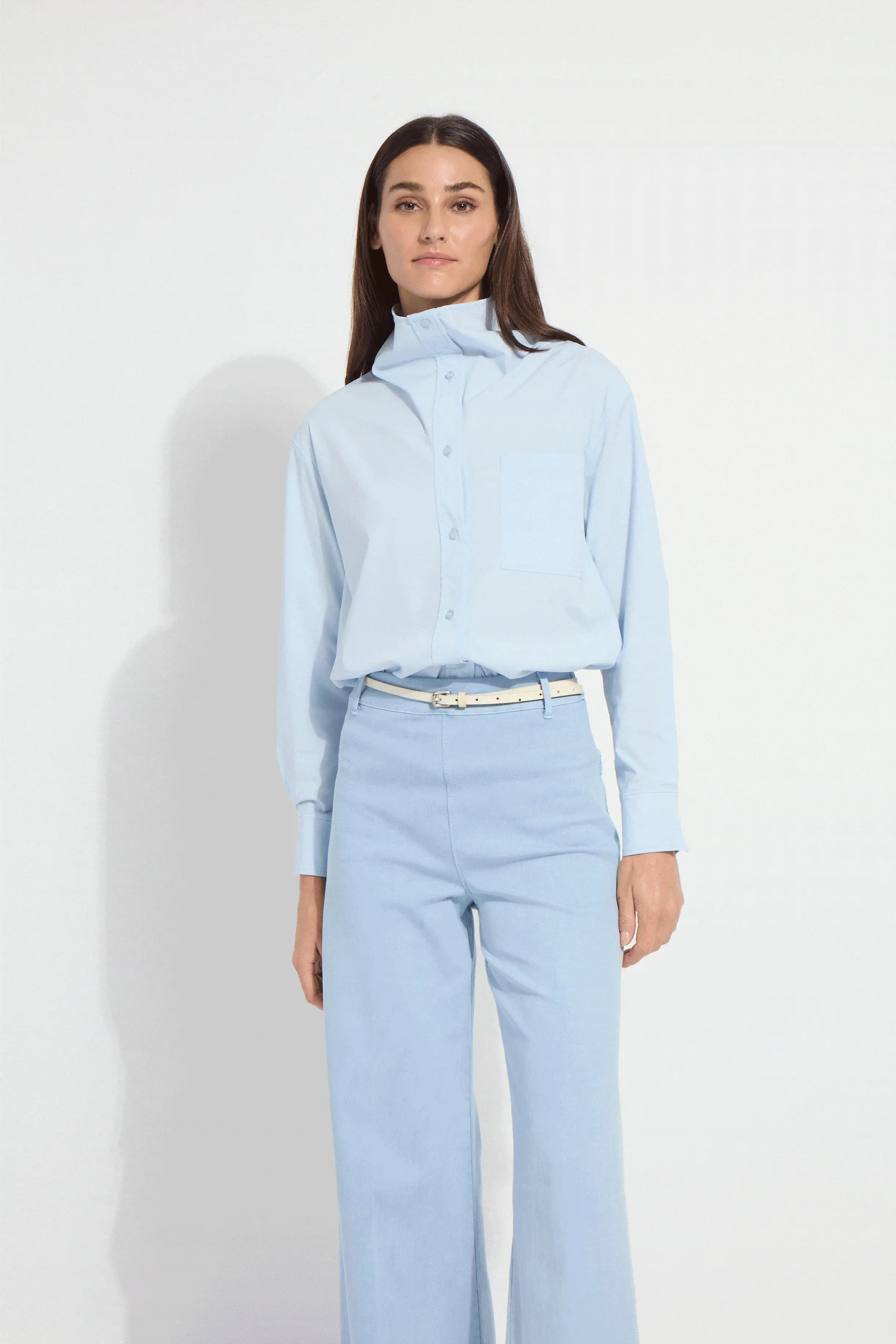 Erin Wide Leg Denim - Antique Wash Chalk Blue (28" Inseam) | Lysse NY