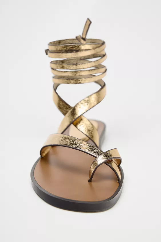 METALLIC EFFECT SANDALS | Zara US