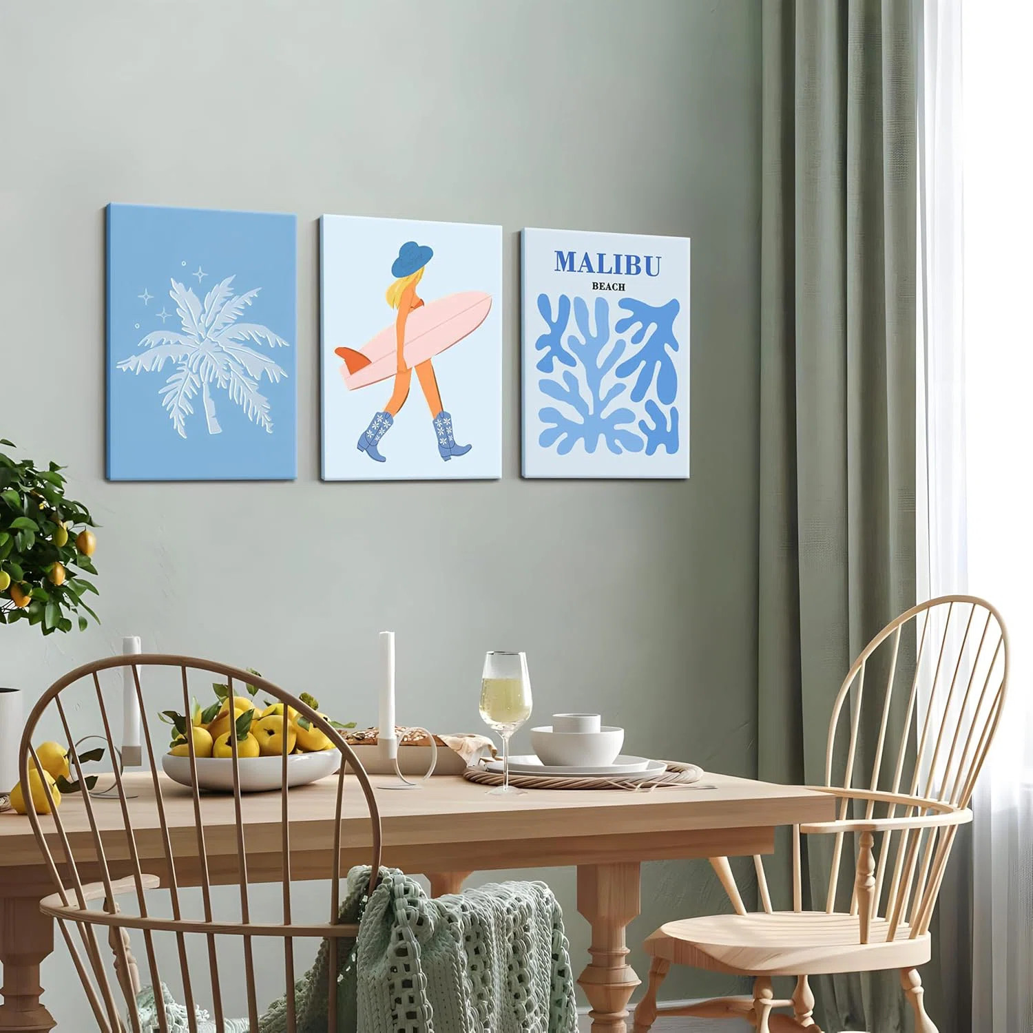 Dovecove Blue Coastal Cowgirl Room Decor Set Of 3 Beachy Wall Art Light Blue Coastal Teen Girl Po... | Wayfair North America