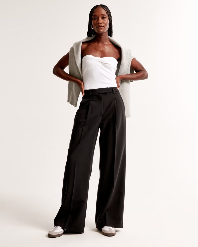 Women's A&F Harper Tailored Pant | Black Dress Pants | Black Work Pants | Abercrombie & Fitch (US)