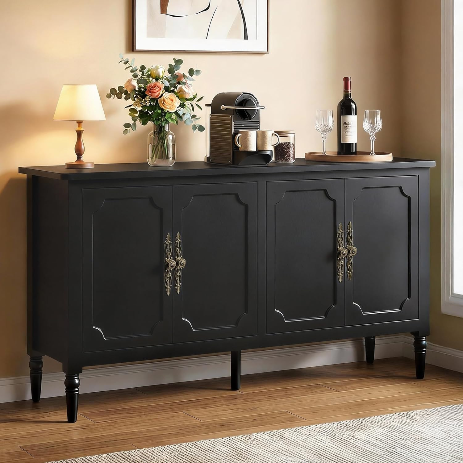 Royalcraft 59" Buffet Cabinet with Storage, Vintage Sideboard with Adjustable Sh | eBay US