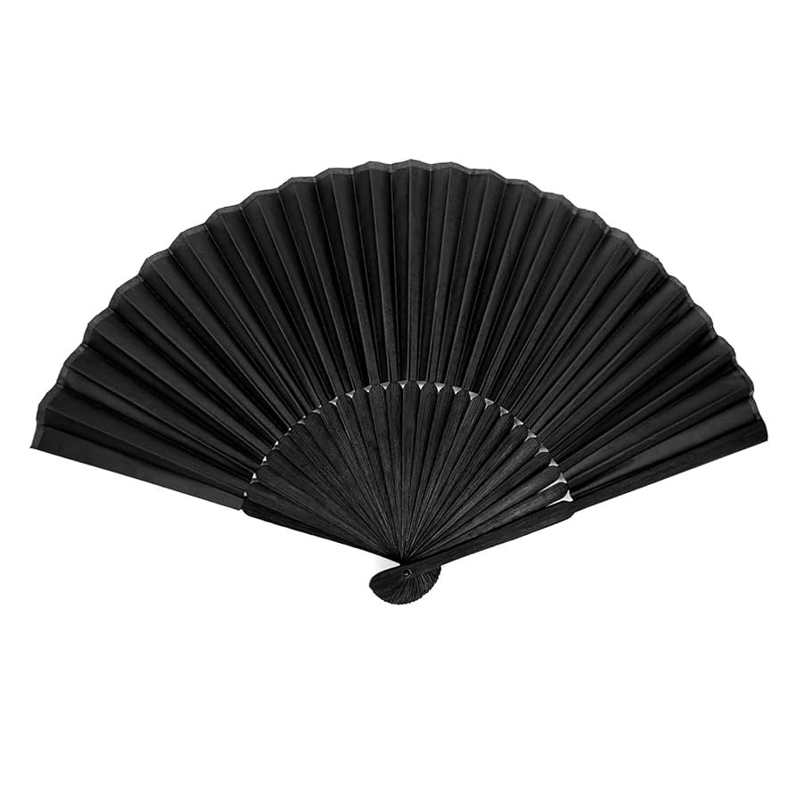 BlingKingdom Black Folding Hand Classic Style Fan Fabric Bamboo Ribs Hand Held Chinese/Spanish Fo... | Amazon (US)