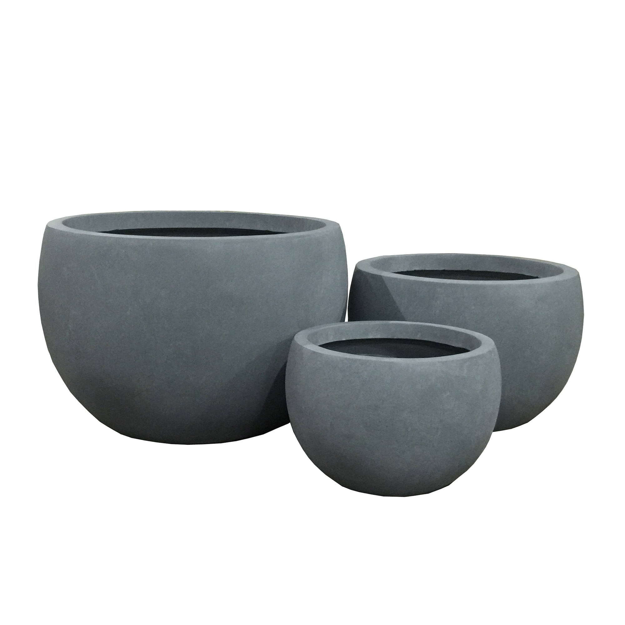 Kante Lightweight Concrete Outdoor Round Planter, Set of 3, 13", 10.5" and 8" Tall, Slate Gray | Bed Bath & Beyond