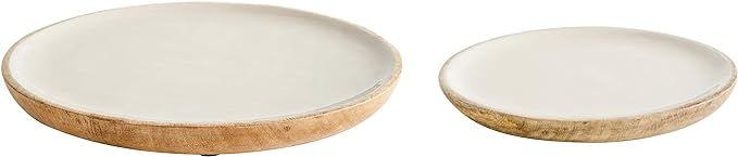 Creative Co-op 9" & 12" Mango Wood Plates with Enameled Cream Finish (Set of 2 Sizes) Dinnerware,... | Amazon (US)