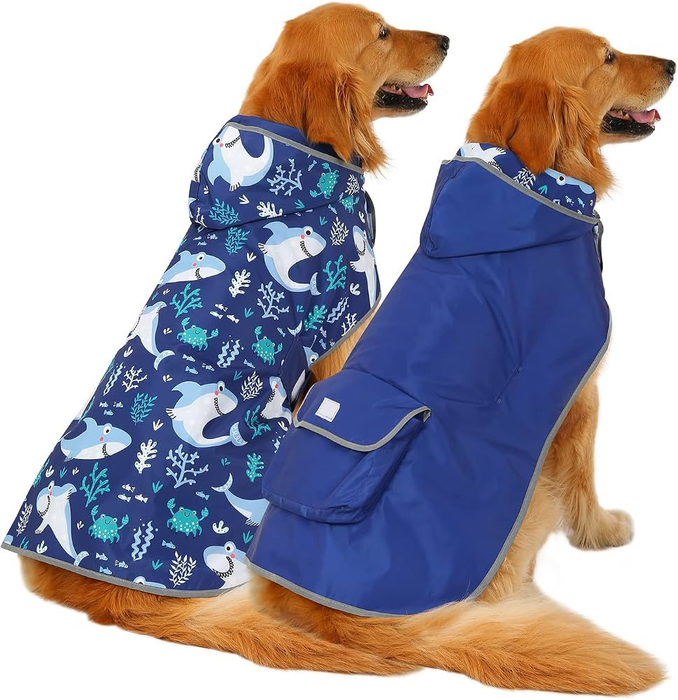 HDE Reversible Dog Raincoat Hooded Slicker Poncho Rain Coat Jacket for Small Medium Large Dogs Sh... | Amazon (US)