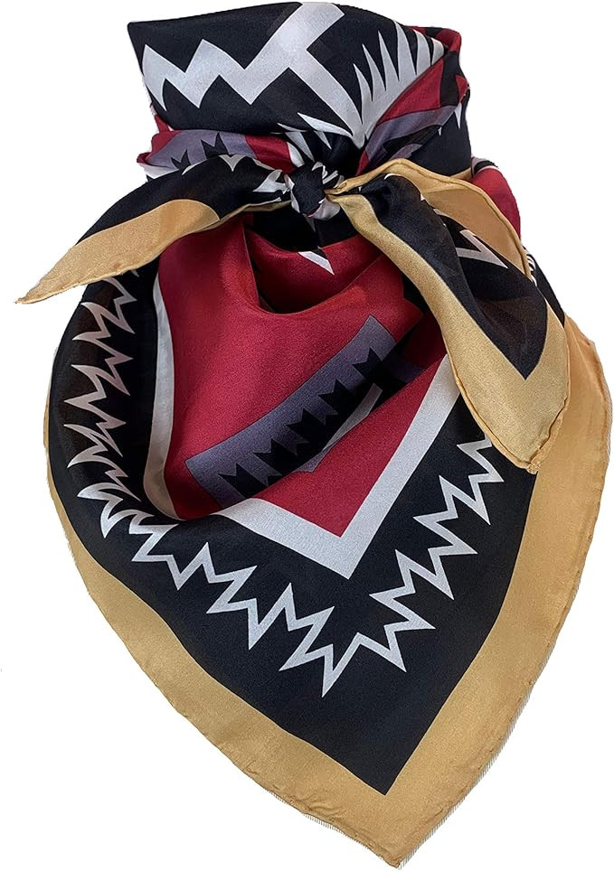 Wyoming Traders Western Cowboy Buckaroo Aztec Print Silk Bandana Scarf Wild Rag | Amazon (US)