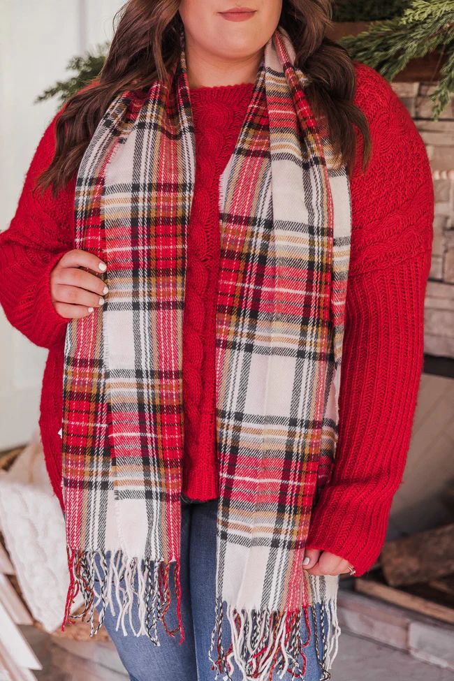 Inspirational Quote Red Plaid Scarf | The Pink Lily Boutique
