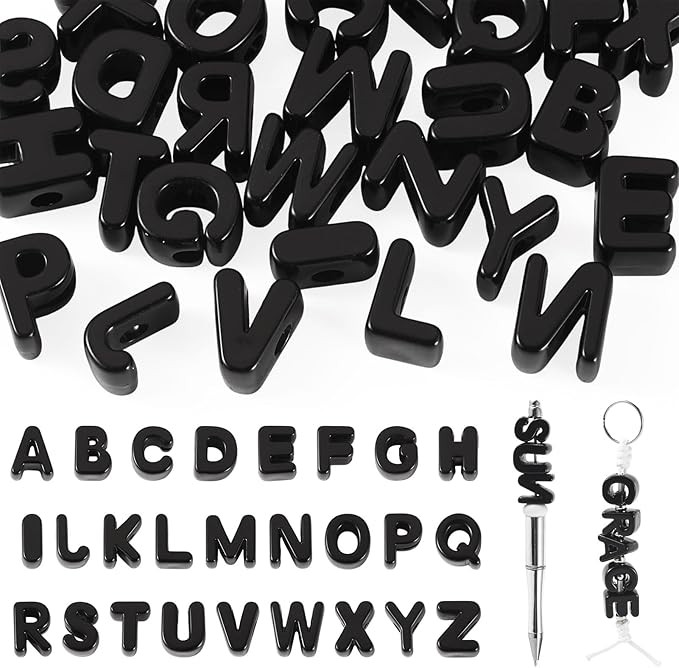 26Pcs 20mm Black Large Letter Beads Big Large Hole Acrylic Alphabet Beads for Bracelets Making, C... | Amazon (US)