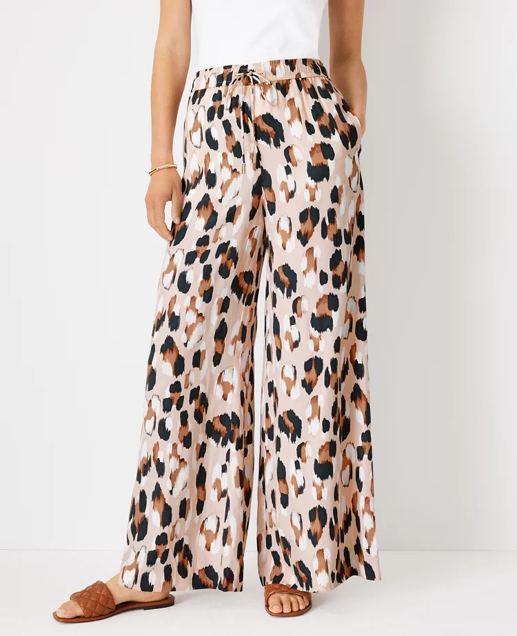 The Animal Print Tie Waist Palazzo Pant | Ann Taylor (US)