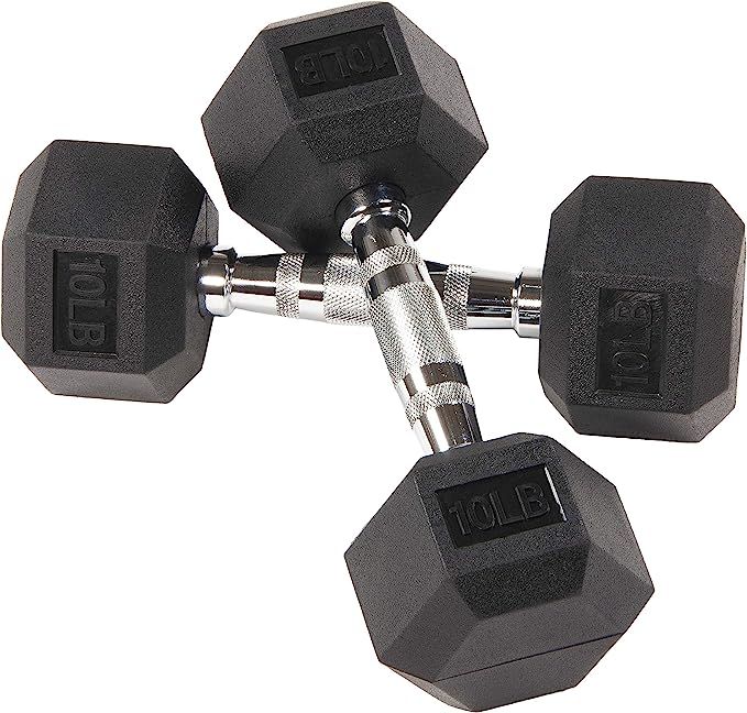 Balancefrom Rubber Encased Hex Dumbbell in Pairs | Amazon (US)