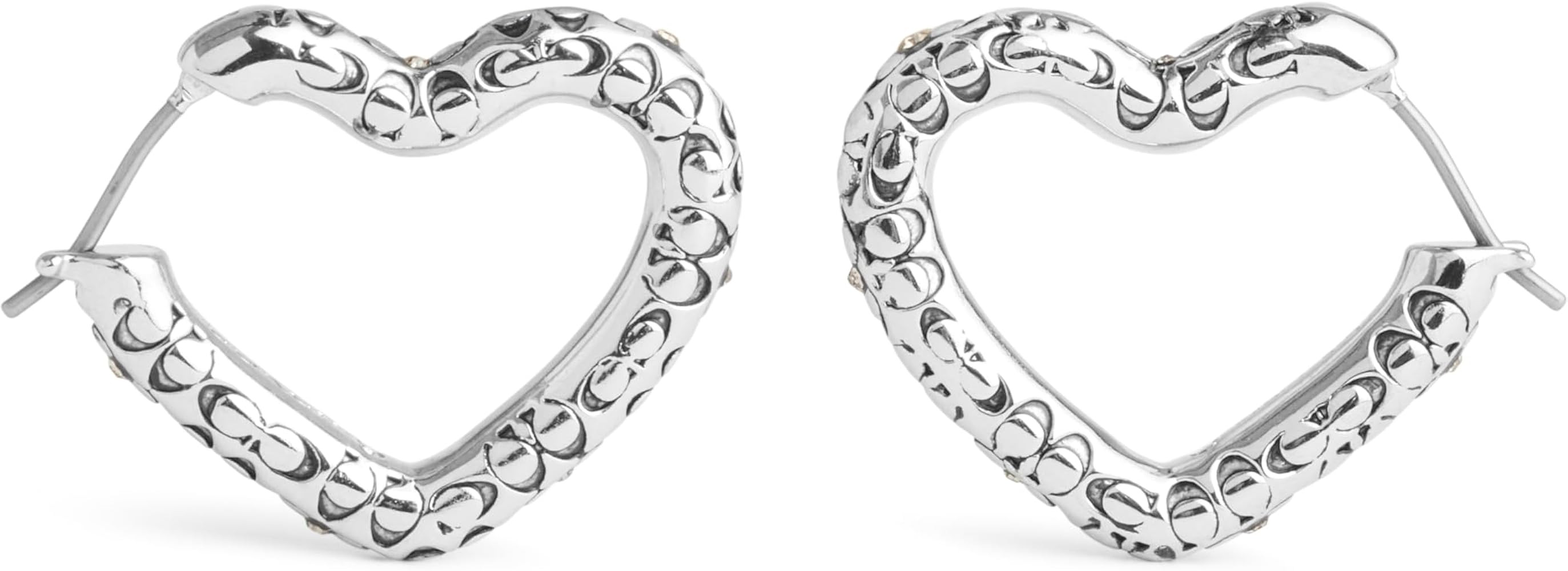 COACH Women's Signature Quilted Heart Hoop Earrings | Amazon (US)