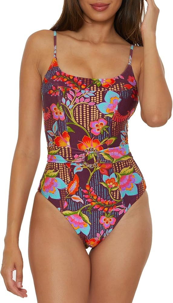 BECCA Womens Portofino One Piece Swimsuit, Floral Print, Adjustable, Bathing Suits for Women | Amazon (US)