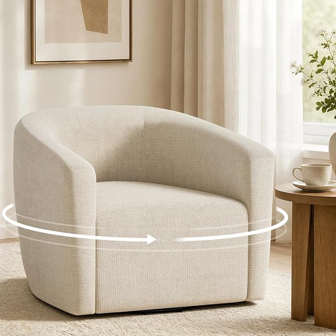 YaFiti Swivel Accent Chair, Chenille Fabric Barrel Club Chair, Modern Round Upholstered Armchair ... | Amazon (US)