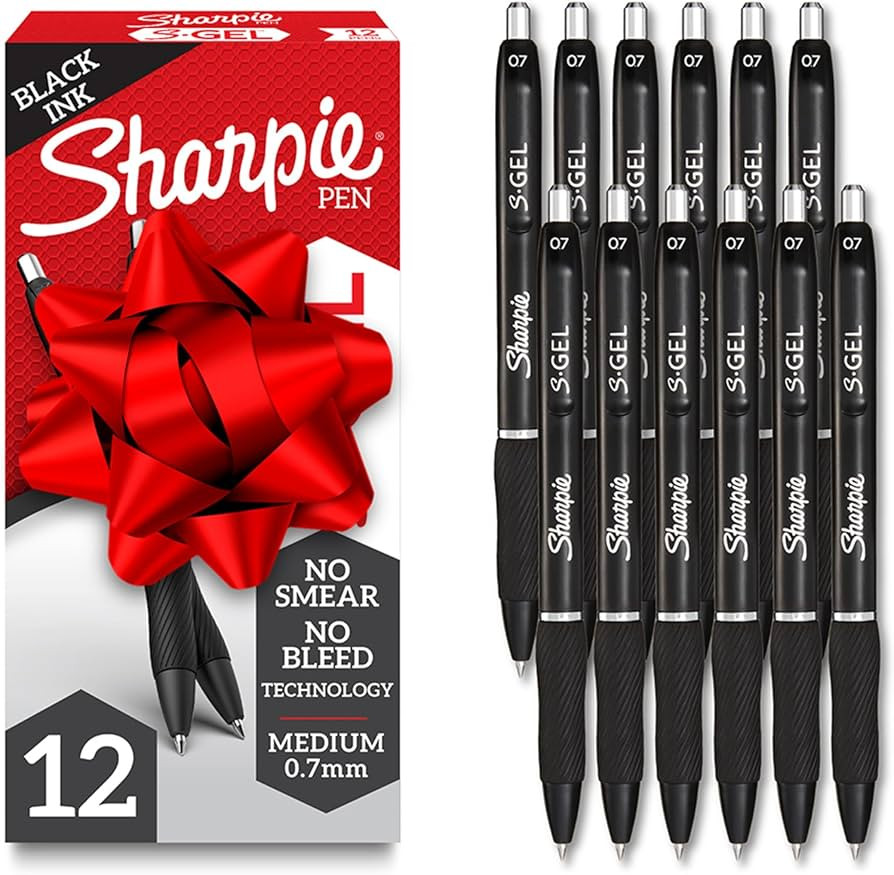Sharpie S-Gel Gel Pens, Black Barrel, Medium Point (0.7mm), Black Gel Ink Pens, 12 Count - Home, ... | Amazon (US)