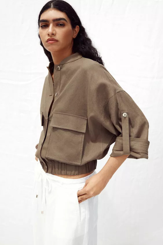 WIDE SLEEVE LINEN BLEND JACKET | Zara UK