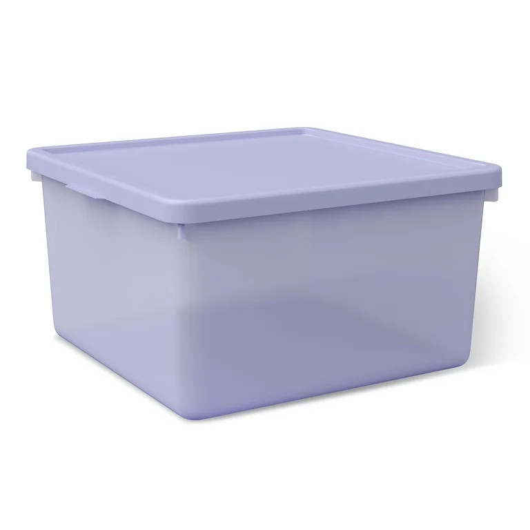 Mainstays Kids Purple Medium Plastic Storage Bin with Lid | Walmart (US)
