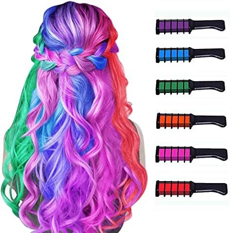 New Hair Chalk Comb Temporary Hair Color Dye for Girls Kids, Washable Hair Chalk for Girls Age 4 ... | Amazon (US)