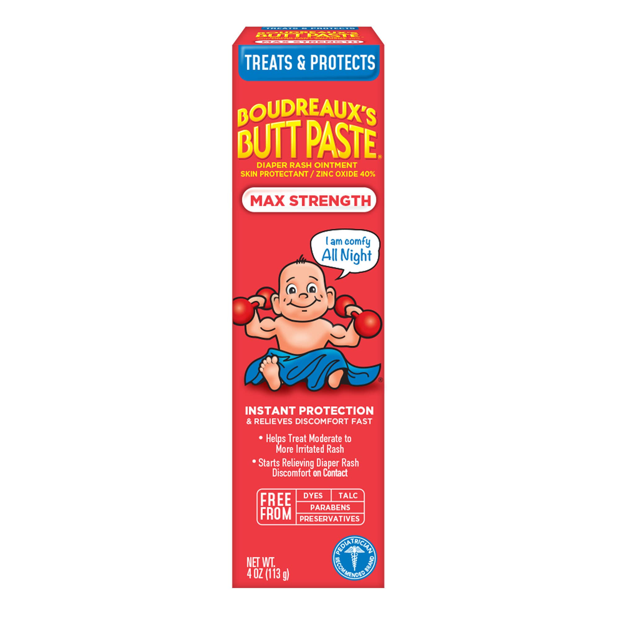 Boudreaux's Butt Paste Maximum Strength Diaper Rash Cream, Ointment for Baby, 4 oz Tube | Amazon (US)