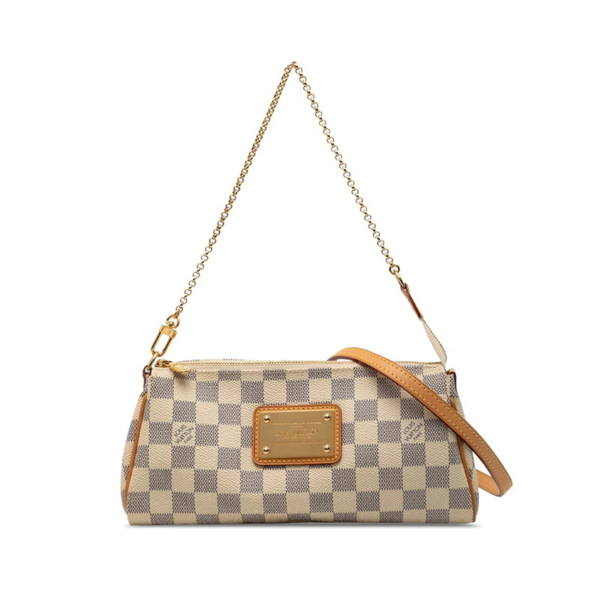 Pre-Owned Louis Vuitton Damier Azur Eva Chain Shoulder Bag Handbag N55214 White Leather Women's..... | Walmart (US)