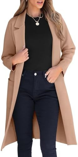 ANRABESS Womens Cardigan Sweater 2025 Fall Outfits Knitted Lapel Long Coats Coatigans | Amazon (US)