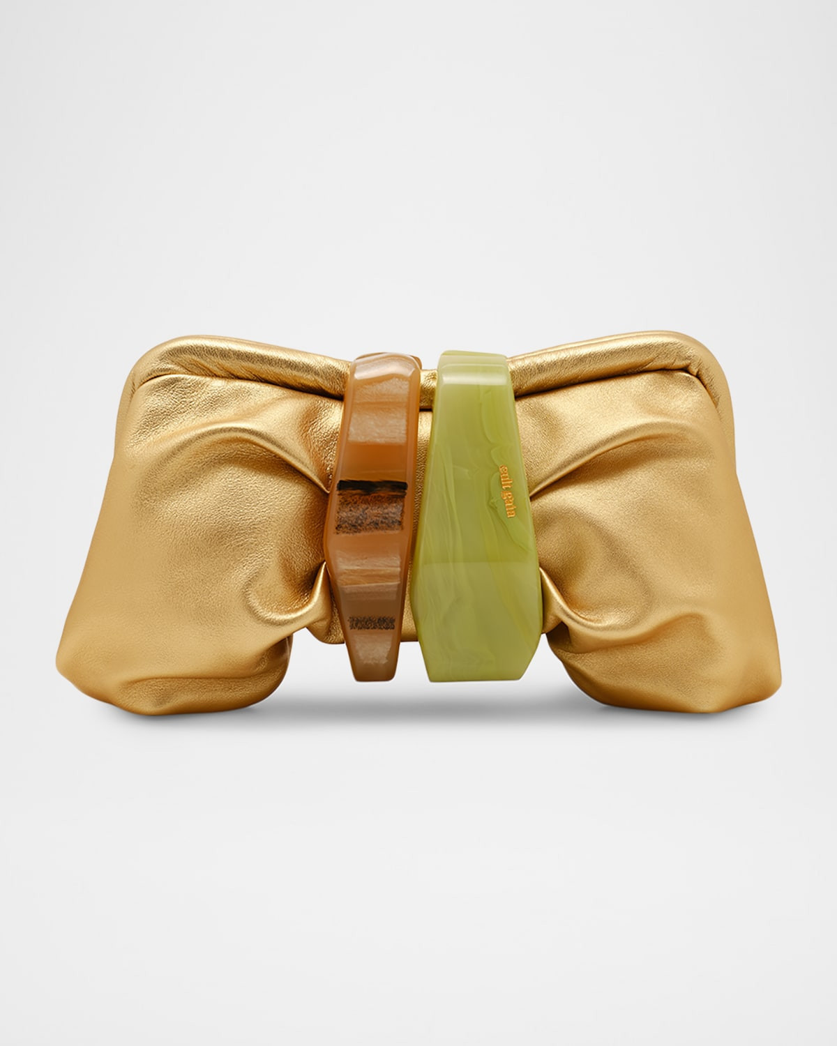 Julita Sculptural Bow Metallic Leather Clutch Bag | Neiman Marcus