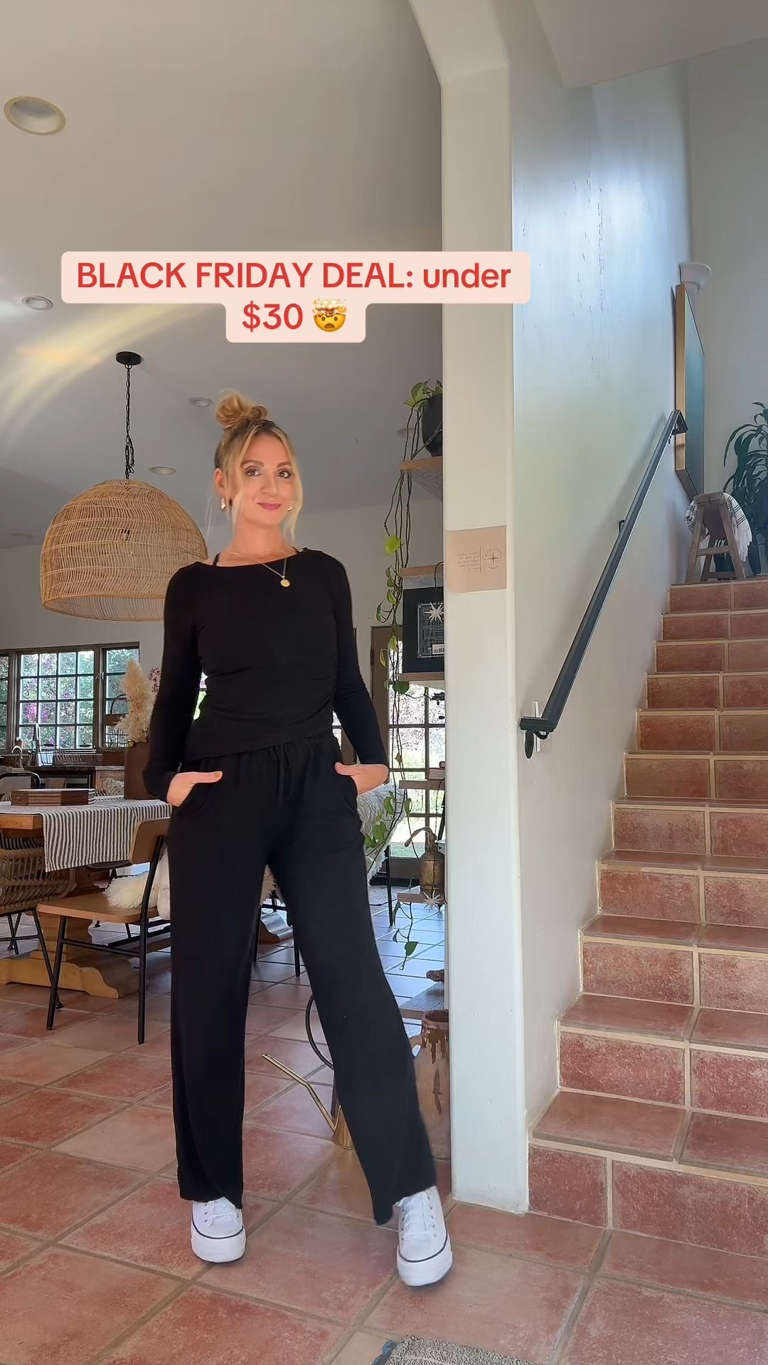 The lounge set that does overtime — literally pajamas you can wear as a cozy lounge set and an everyday outfit 🖤
I styled it two ways here:
• white sneakers for a clean, casual look
• chunky sandals + my viral oversized denim jacket from Target (I’m in a medium) for an elevated errand outfit

The fit on this set is SO good: super-stretchy, size-down friendly (I’m in a small, 5’6”, size 6 for reference), asymmetrical neckline, thick drawstring waistband, deep pockets, and that soft, flowy fabric that works for home, travel, school drop-off — all of it. Comes in so many colors!

Also linking my quilted puffer crossbody messenger bag — the perfect travel bag. It’s super lightweight, packs down flat in your suitcase, holds a TON, and is amazing for the airport or walking around town.

Everything is on Black Friday sale and the lounge set is under $30 — lowest price I’ve seen.
Linking all outfit details + sizes in LTK ✨🖤




#LoungeSetStyle #MatchingSetOutfit #PajamasYouCanWearOut 
#LTKHolidayStyle #LTKUnder50 #LTKSaleAlert #AffordableStyleFinds 
#WinterOutfitInspo #TravelOutfitIdeas #AirportOutfitInspo #QuiltedCrossbody

#LTKGiftGuide #LTKFindsUnder50 #LTKTravel