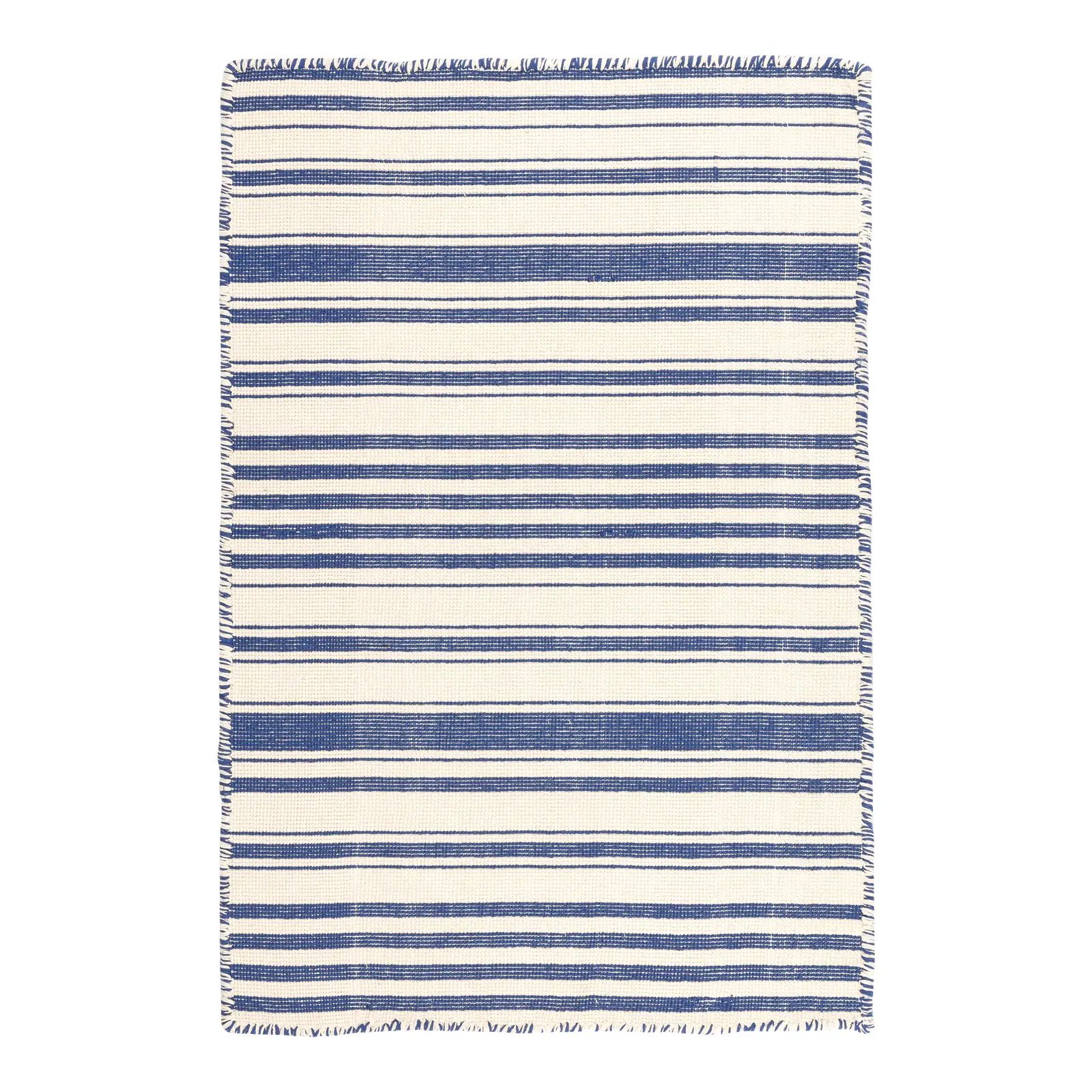 Mark D. Sikes for Dash & Albert Hampshire Stripe Cobalt Woven Cotton Rug, 6' x 9' | Chairish