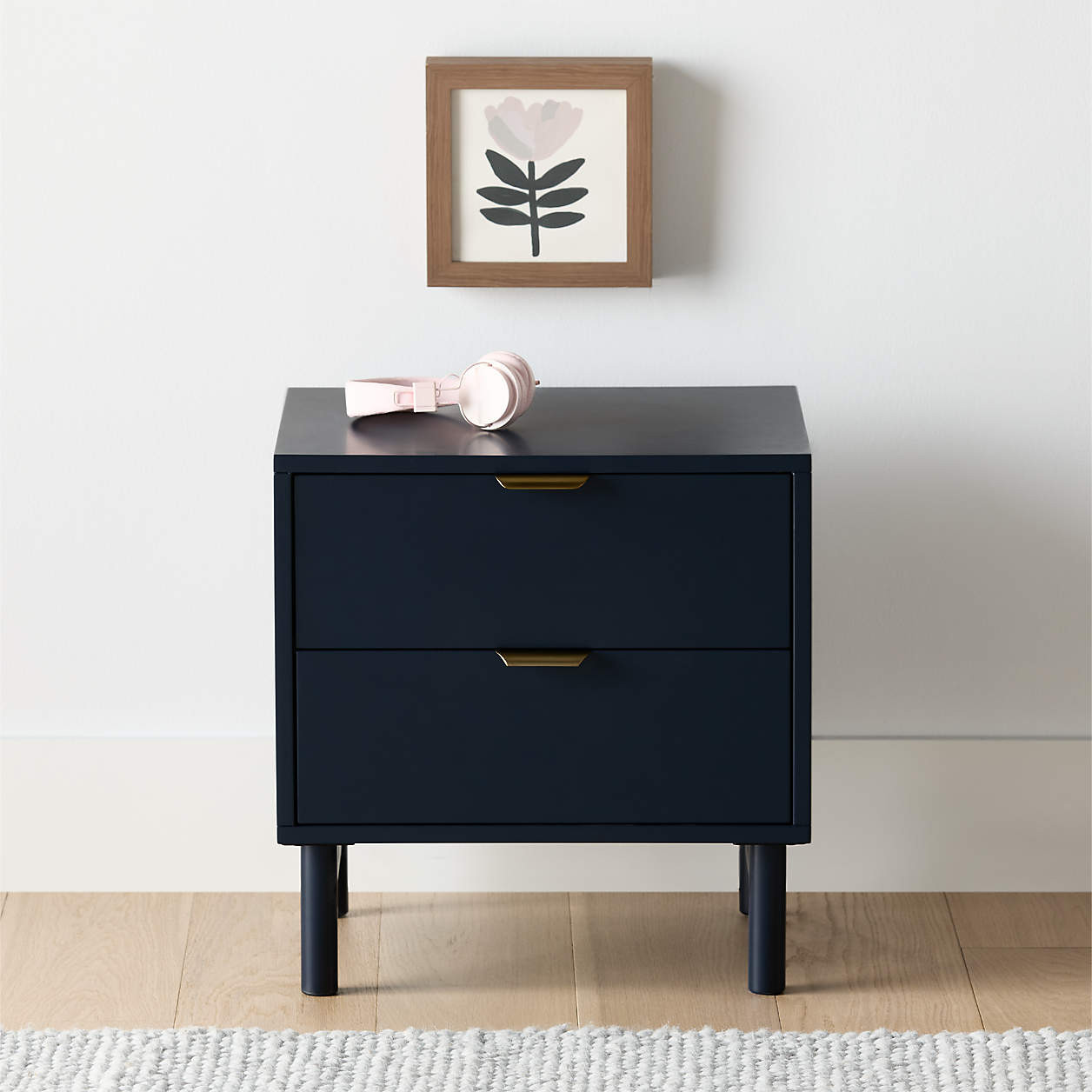 Classic 20" Deep Navy Blue Wood 2-Drawer Kids Nightstand + Reviews | Crate & Kids | Crate & Barrel