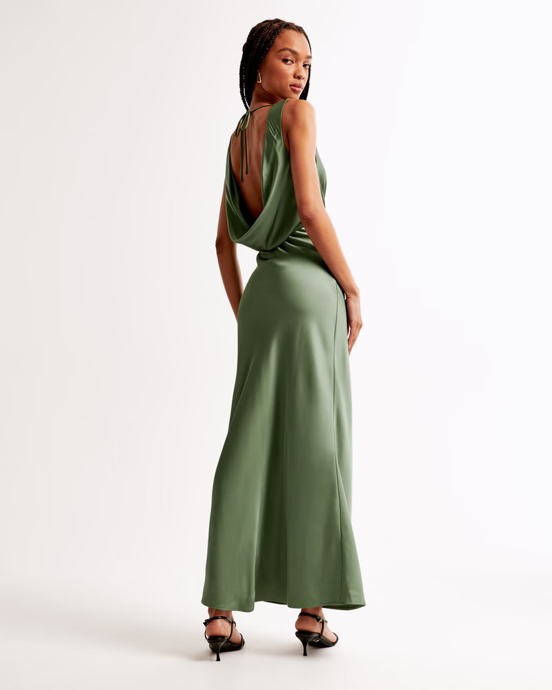 Women's Plunge Cowl Back Maxi Dress | Women's The A&F Wedding Shop | Abercrombie.com | Abercrombie & Fitch (US)