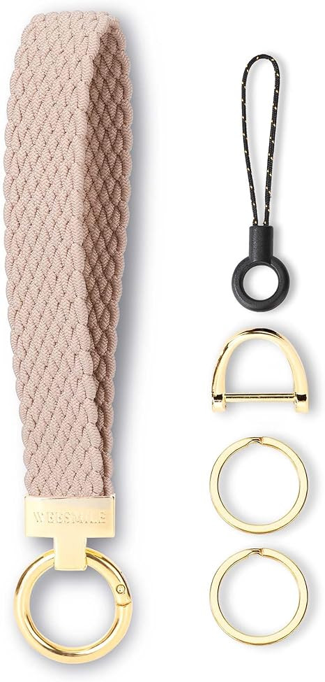Keychain Wristlet, Stretchy Key Chain for Car Keys with 2 Keyrings and D ring, Cute Wrist Lanyard... | Amazon (US)
