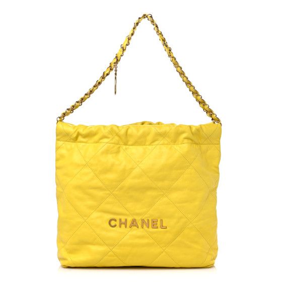 Shiny Calfskin Quilted Small Chanel 22 Yellow | FASHIONPHILE (US)