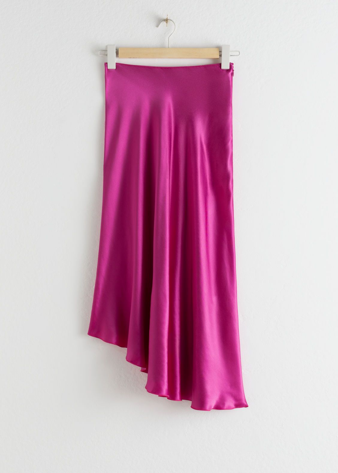 Asymmetrical Satin Midi Skirt - Pink | & Other Stories (EU + UK)