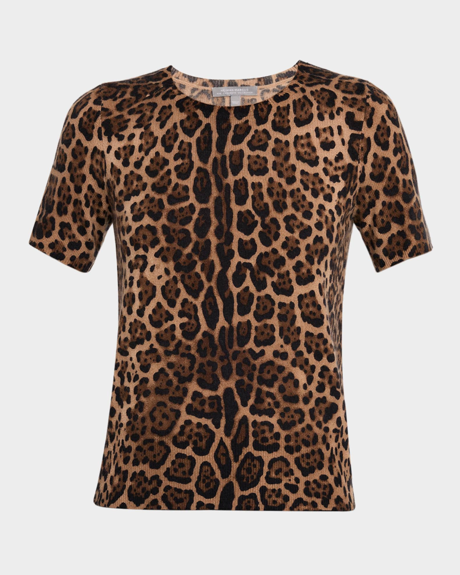 Neiman Marcus Cashmere Collection Cashmere Jaguar-Print Crewneck Sweater | Neiman Marcus