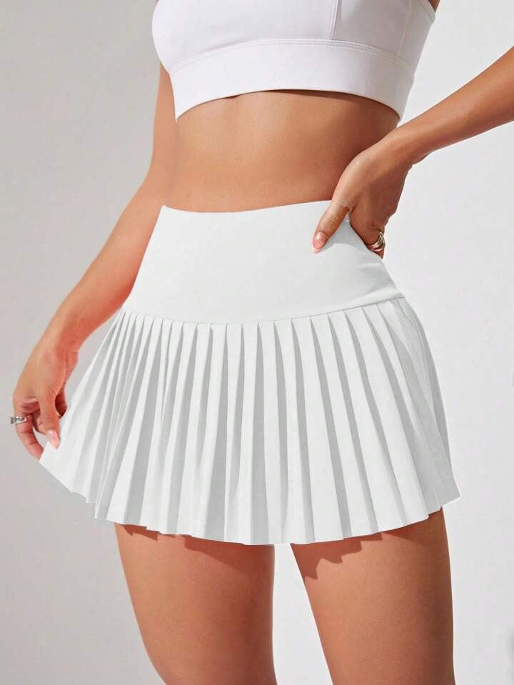 Tennis Basic Wide Waistband Pleated Sports Skort Tennis Skort | SHEIN