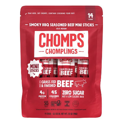 Chomps Snack Sticks Smoky BBQ Seasoned Beef Mini Sticks - 7oz/14ct | Target