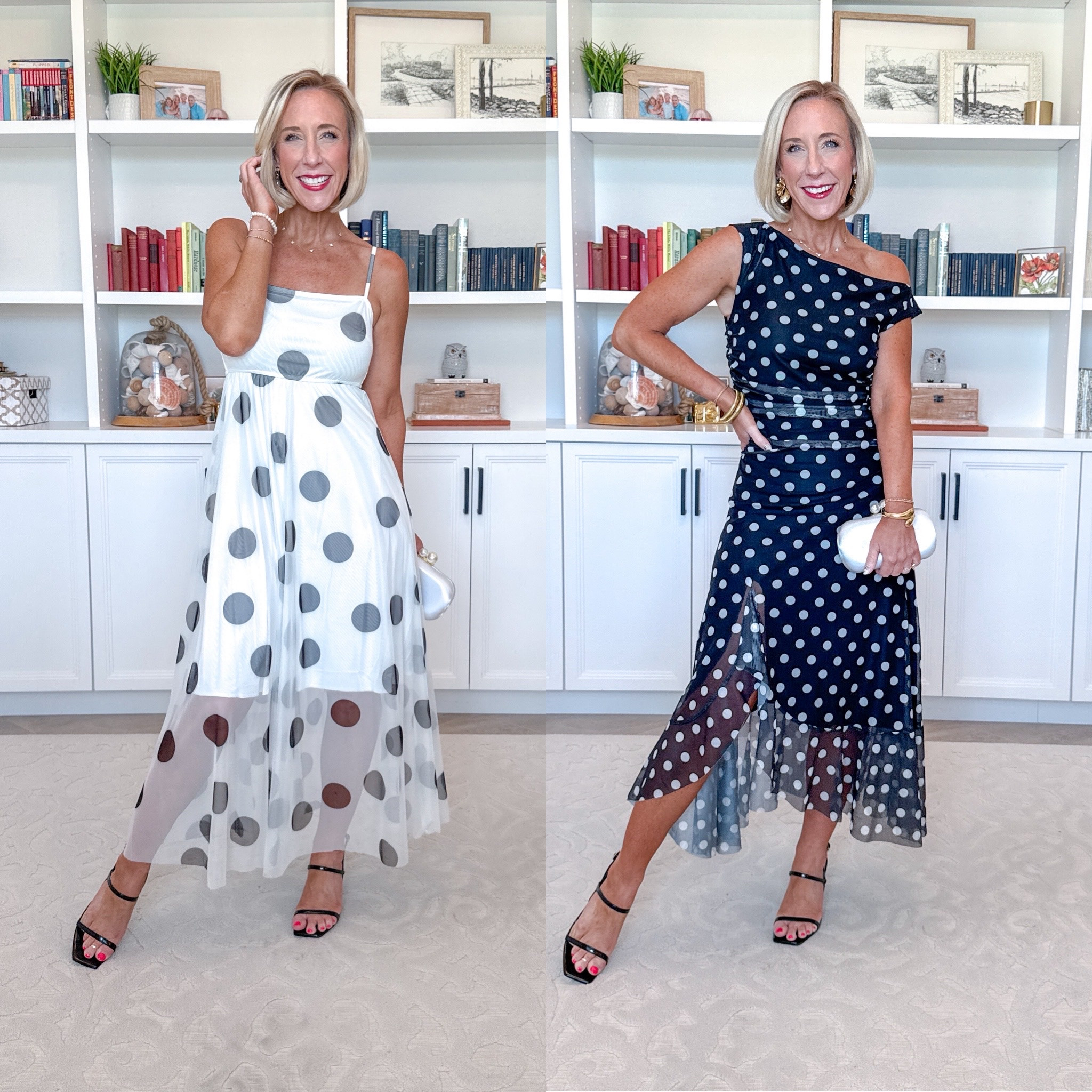 Amazon - wedding and special occasion dresses * Polka Dot One Shoulder Asymmetrical Ruched Mesh Maxi Dress - size small. 6 colors. Spaghetti Strap Smocked Mesh Maxi Dress - size small. 6 colors.

#LTKOver40#LTKSeasonal#LTKWedding 

 