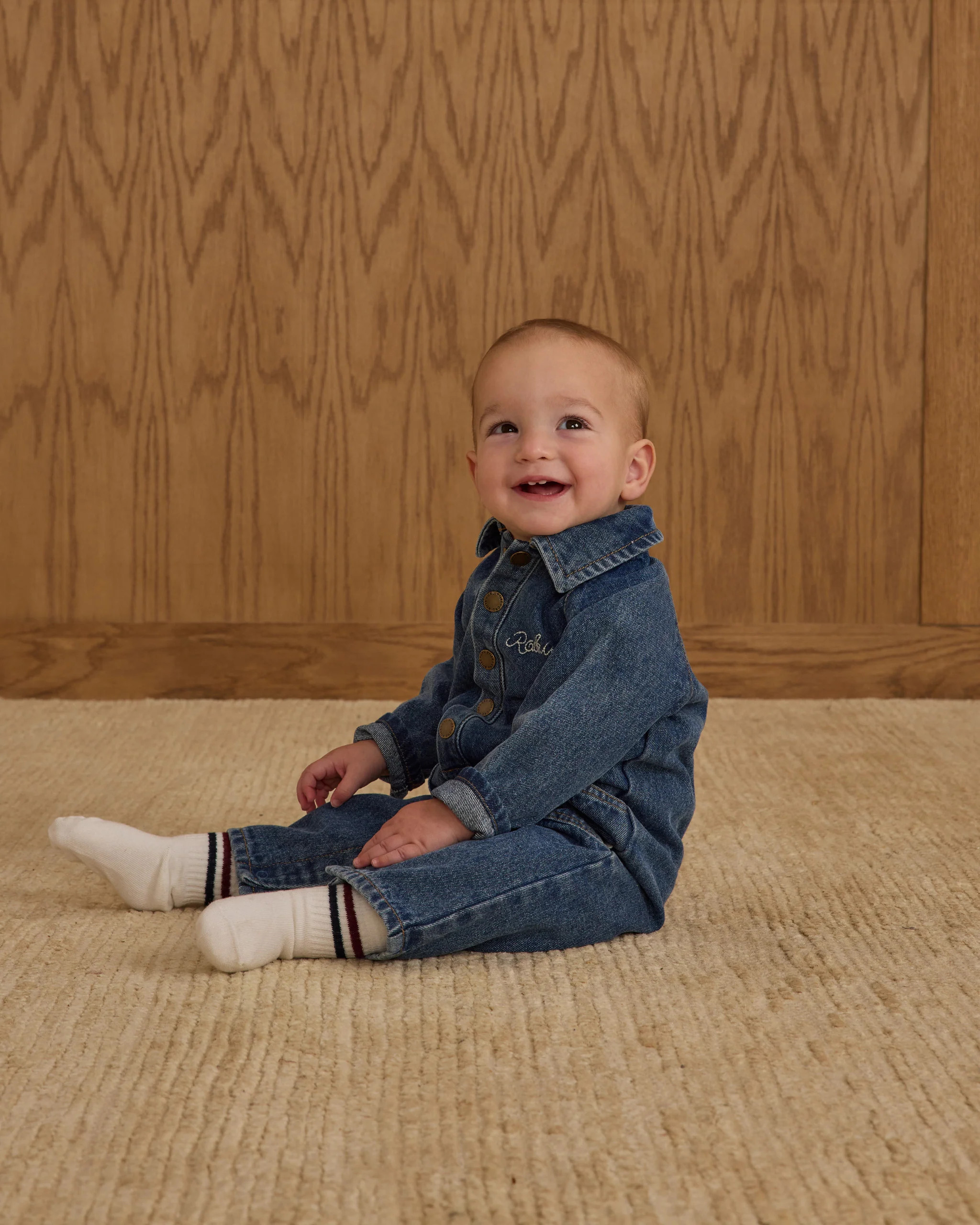 Collared Baby Jumpsuit || Indigo Denim | Rylee + Cru