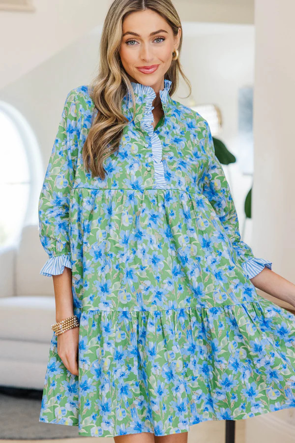 NURSING COLLECTION The Serenity Blue & Green Floral Dress | The Mint Julep Boutique
