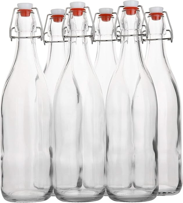Flip Top Glass Bottle [1 Liter / 33 fl. oz.] [Pack of 6] – Swing Brewing with Stopper for Bever... | Amazon (US)